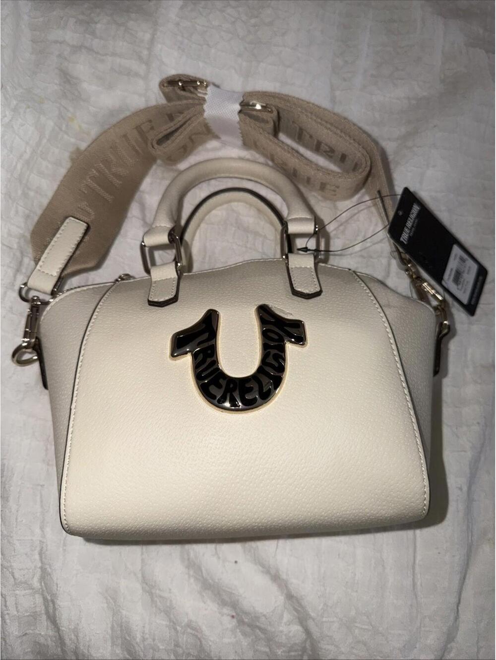 NEW  True Religion Retro Horseshoe cream Mini Crossbody Logo w Detachable Strap